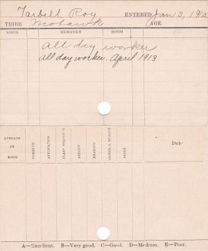 Roy Tarbell Progress Card Roy Tarbell Progress Card