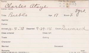 Charles Atsye Student Information Card