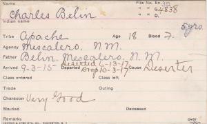 Charles Belin Student Information Card Charles Belin Student Information Card