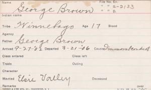 George Brown Student Information Card