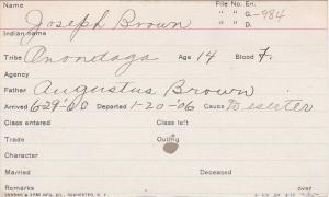 Joseph Brown Student Information Card Joseph Brown Student Information Card