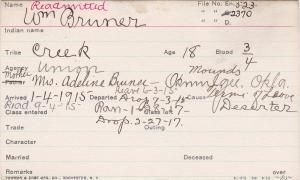 William Bruner Student Information Card William Bruner Student Information Card