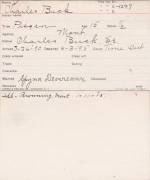 Charles Buck Student Information Card Charles Buck Student Information Card