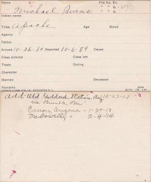 Michael Burns Student Information Card Michael Burns Student Information Card