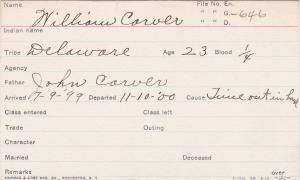 William Carver Student Information Card