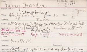 Harry Charles Student Information Card