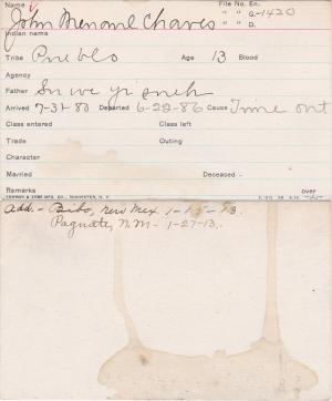 John Menaul Chaves Student Information Card John Menaul Chaves Student Information Card