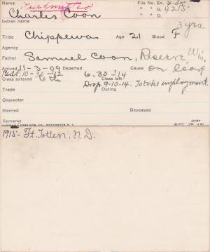 Charles Coon Student Information Card