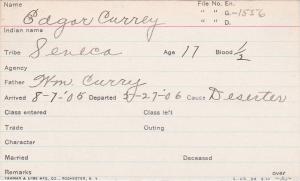 Edgar Currey Student Information Card
