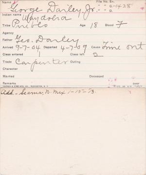 George Dailey (Waydolia) Student Information Card