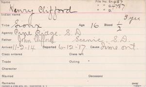Henry Clifford Student Information Card
