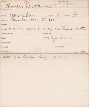 Charles Dickens Student Information Card