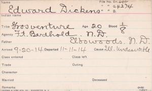 Edward Dickens Student Information Card