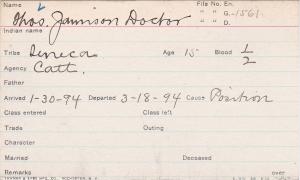 Thomas Jamerson Doctor Student Information Card