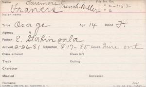 Francis French Killer (Gray moi shin kah) Student Information Card Francis French Killer (Gray moi shin kah) Student Information Card