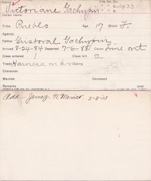 Victoriane Gachupin Student Information Card
