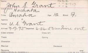 John S. Grant (Hachata) Student Information Card