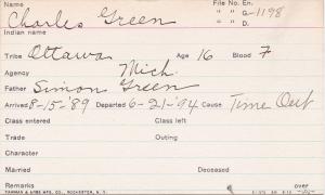 Charles Green Student Information Card
