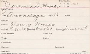 Jeremiah Homer Student Information Card