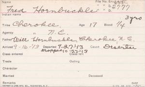 Fred Hornbuckle Student Information Card