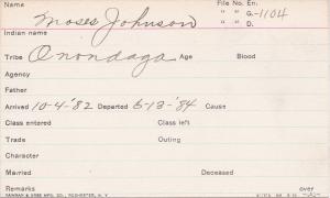 Moses Johnson Student Information Card