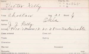 Victor Kelly Student Information Card