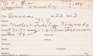 Charles M. Kennedy Student Information Card