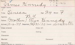 James Kennedy Student Information Card