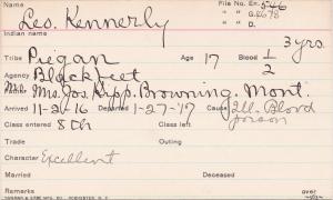 Leo Kennerly Student Information Card