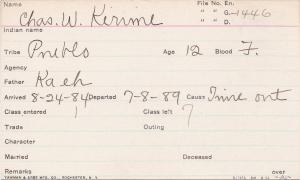 Charles W. Kerime Student Information Card