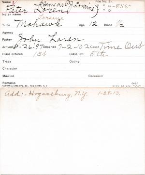 Peter Loran Student Information Cards Peter Loran Student Information Cards