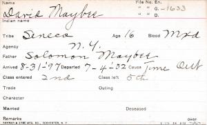 David Maybee Student Information Card