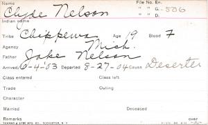 Clyde Nelson Student Information Card