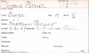 Eugene Perrier Student Information Card