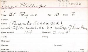 Evans Phillips Student Information Card Evans Phillips Student Information Card