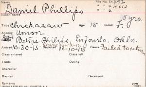 Daniel Phillips Student Information Card Daniel Phillips Student Information Card