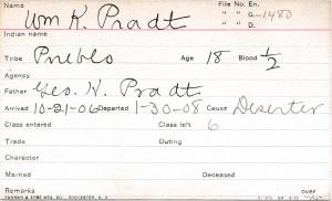 William K. Pradt Student Information Card