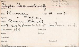 Clyde Roamchief Student Information Card