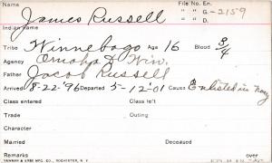James Russell Student Information Card