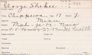 George Shekee Student Information Card
