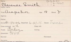 Clarence Smith Student Information Card