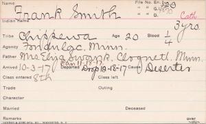 Frank Smith Student Information Card