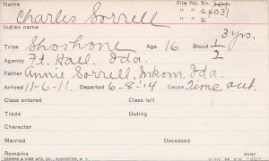 Charles E. Sorell Student Information Card
