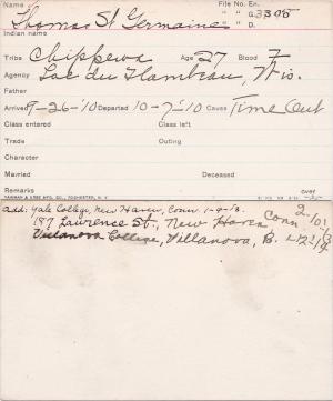 Thomas St. Germaine Student Information Card Thomas St. Germaine Student Information Card