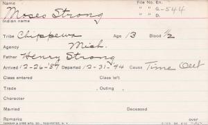 Moses Strong Student Information Card Moses Strong Student Information Card