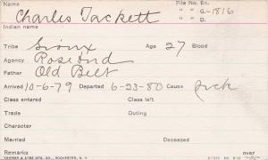Charles Tackett Student Information Card