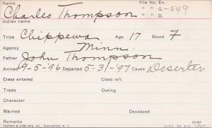 Charles Thompson Student Information Card