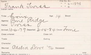 Frank Twiss Student Information Card