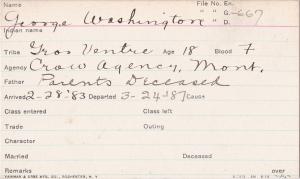 George Washington Student Information Card