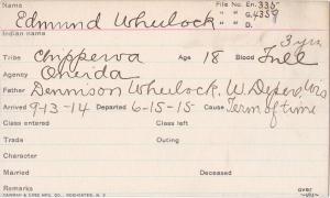 Edmund Wheelock Student Information Card